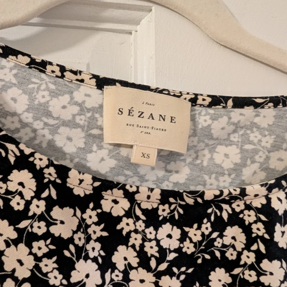 Sezane Black and Cream Floral Mini Dress - Picture 6 of 7